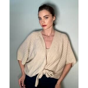 Twelfth Street Cynthia Vincent Cashmere Shrug Luxury Neutral Sweater Knit ~ Sz L